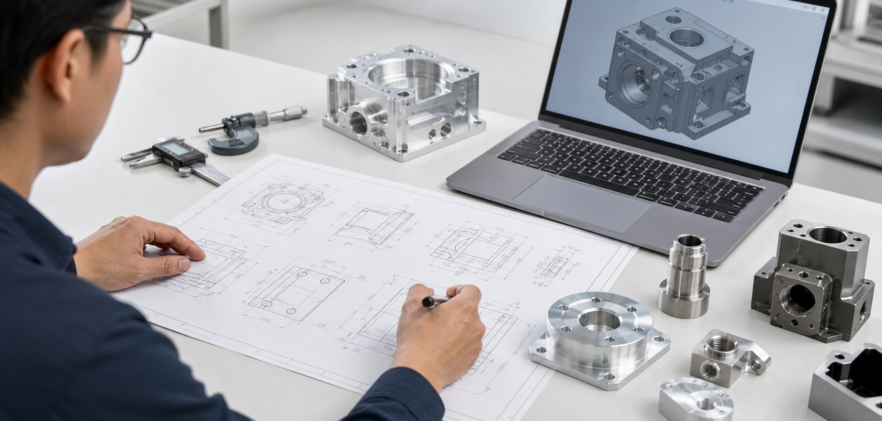 prepare-rfq-drawings-hero.png engineer reviewing RFQ drawing package for CNC machined parts